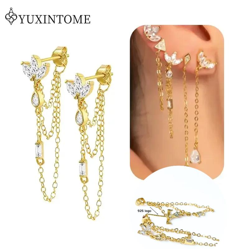 Dames 925 Zilveren Oorstekers Kristal Zirconia Waterdruppels Stud Hoops Goud Huggie Oorbellen Premium Luxe Feest Sieraden