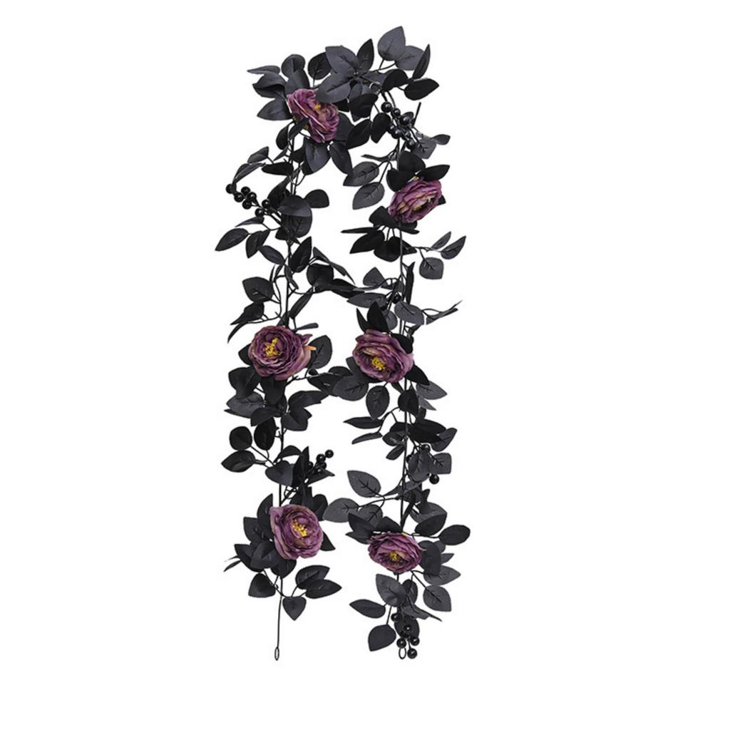 Artificial Rose Leaf Vine Garland Halloween Decorative Wall Hanging Simulation 175cm Realistic Floral Design for Indoor Outdoor Events
