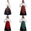 Europäisches Mittelalterliches Damen Halloween Cosplay Kleid Renaissance-Zeit Kostüm Zweiteiliges Set Blau Rot Grün Braun