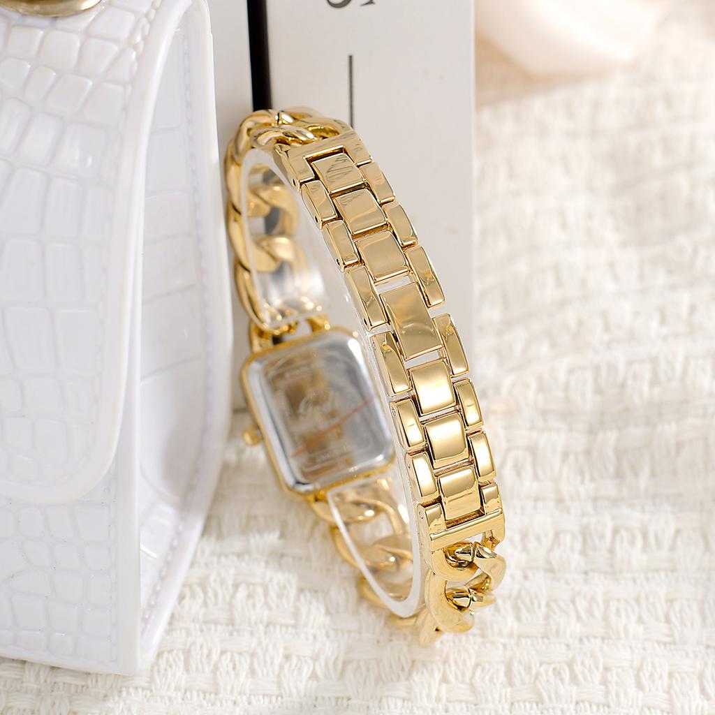 Montre-Bracelet Haut de Gamme Xiaoxiangfeng Luxe Léger Petit Cadran Carré Design de Niche Chaîne Tissée Montre à Quartz Créative