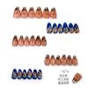 30 Pieces of Hot-selling Premium Brown Cat's Eye Three-dimensional Flower Almond Wearing Armor Light Luxury French Fake Nails