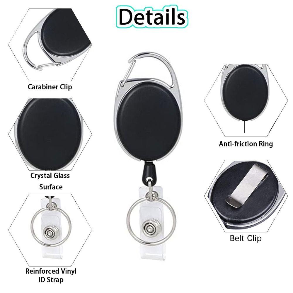 Transparent ID Tag Badge Holder with Badge Reel Card Sleeve 2 Cards Storage Organizer Student