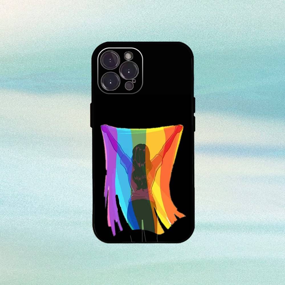 

Love Is Love LGBT Rainbow Phone Case For iPhone17,16,15,14,13,12Plus,Pro Max,XS,5G Soft Silicone Black Cover iPhone12