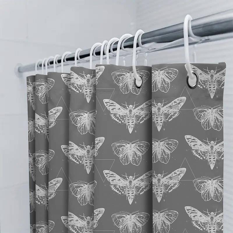 Moth Shower Curtain Nature Decor Vintage Botanical Pattern Bathroom Decor Rustic Home Decor Farmhouse Shower Curtain Artistic Wa