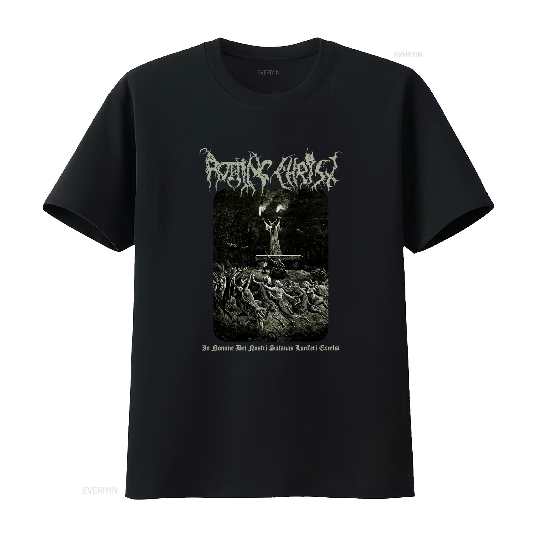 

ROTTING CHRIST In Nomine Dei Nostri T Shirt Heavy Metal Band Merch Gothic Art Print Premium Cotton vintage Washed Unisex 4XL