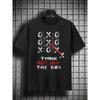 Think Outside The Box Tic Tac Toe Graphic Print Men's Short Sleeve T-Shirt Breathable Casual Tee