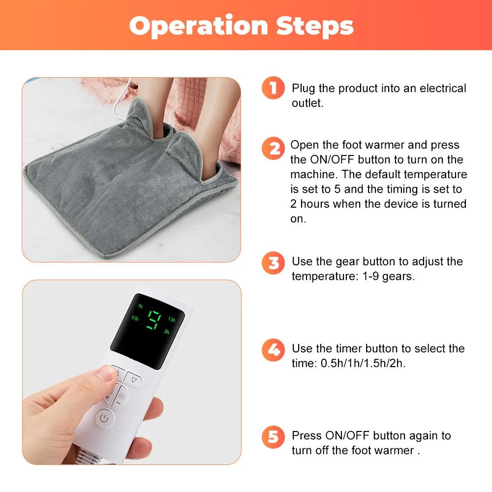 Electric Foot Warmer Heating Pad Washable Thermal Blanket for Home Office Soft Foot Warming Mat Heater