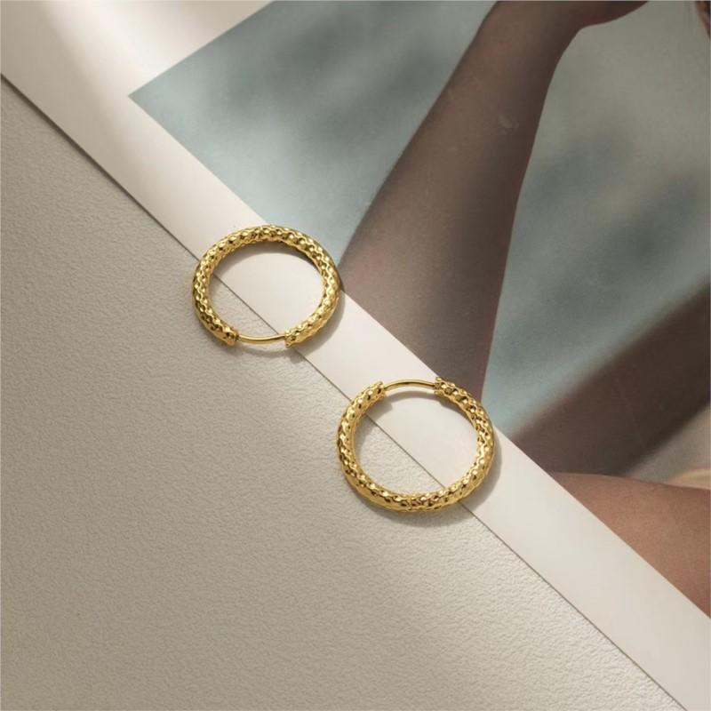 Stainless Steel Shiny Hoop Earrings For Women Entry Luxury Vintage Earrings Jewelry Accessory
