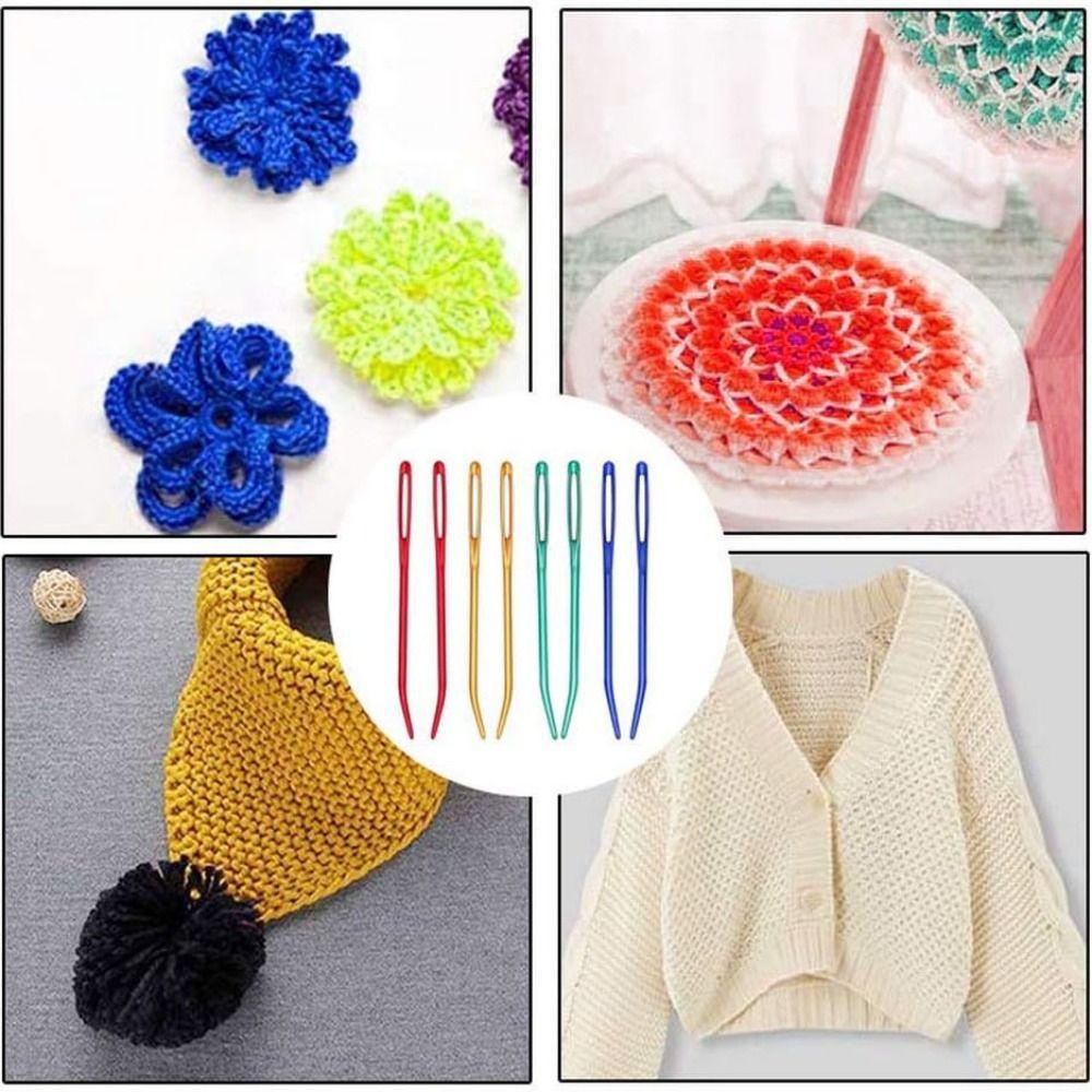 Multicolor Large Eye Darning Needles Bent Tip Yarn Needles Handicraft Crocheting Hooks