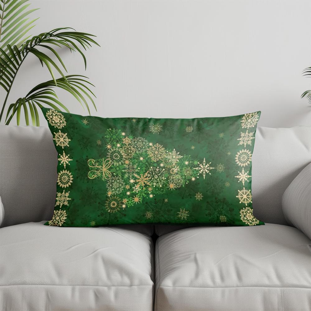 Home Decor Christmas Red Pillow with Ornaments Suitable For Sofa Bedroom Car Pillow Cover Cushion Rectangular Back Cushion