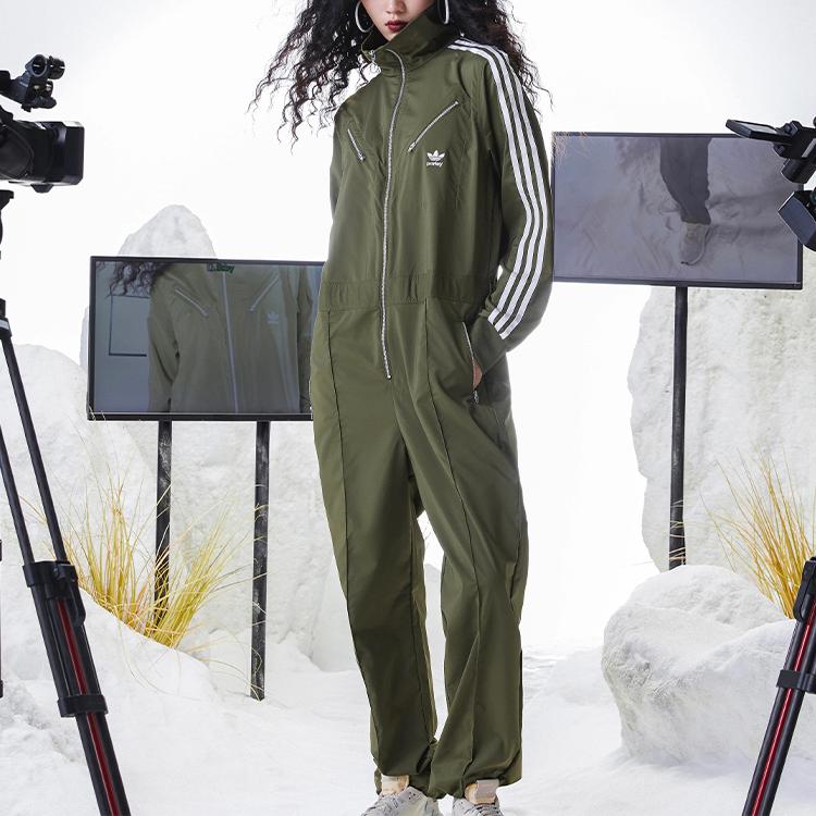 adidas Originals X Resistance Montérky Parley Pruh s logem Jednobarevný Dlouhý rukáv Kombinéza Dámský kombinéz Tmavě olivově zelená HD2517
