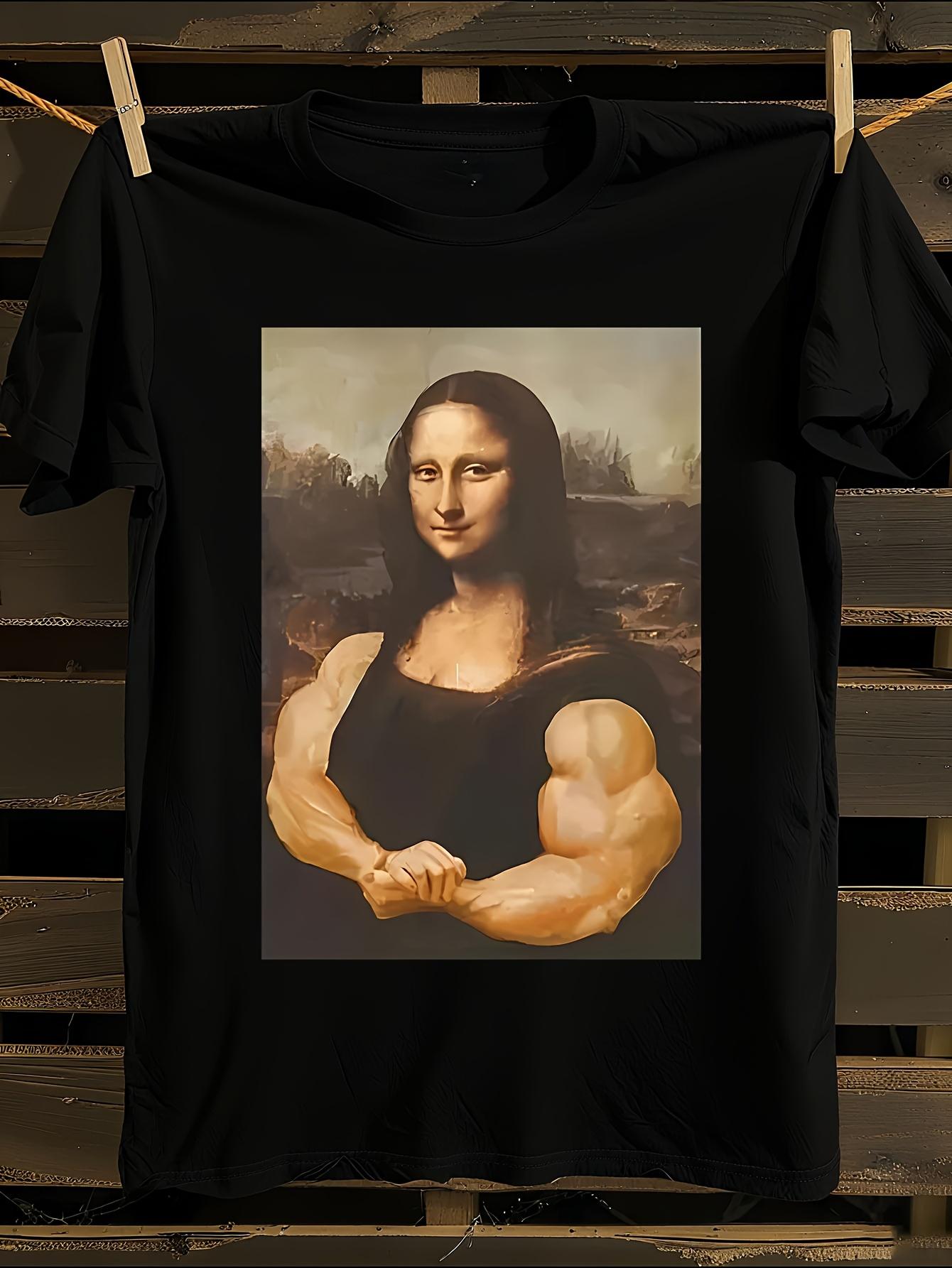 Funny Mona Lisa Muscle Parody T-shirt L