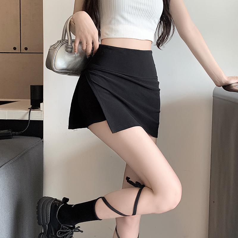 Women's Summer Petite A-Line Bodycon Skirt with Side Slit – Elastic and Slimming