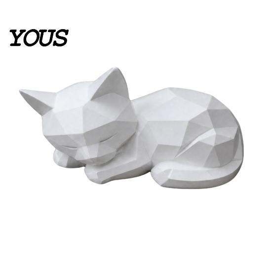 Статуэтка спящего кота, геометрическая фигурка, 3D-печатная минималистичная статуэтка, фигурка с гладкой отделкой, абстрактная скульптура животного для стола, полки, домашнего офиса белый