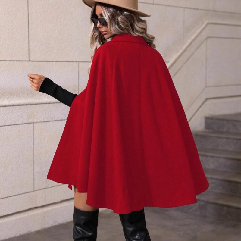 Dámský vlněný směsový plášť Zimní středně dlouhý dvouřadý Oversized Elegantní Trenčkot Svrchní oděv