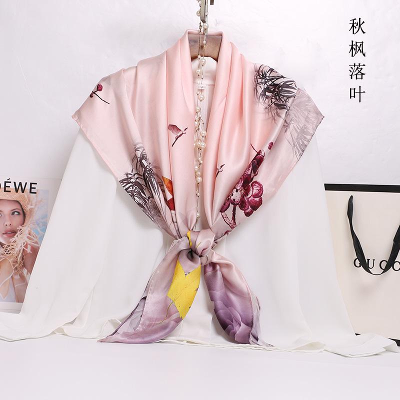 Hot Design 110*110cm 100% Silk Big Square Silk Scarves Fashion Floral Printed Shawl Sale Women Genuine Natural Silk Scarf Shawl