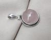 Handmade Rose Quartz Pendant: 925 Sterling Silver Round Necklace