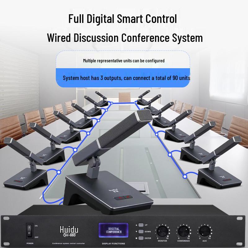HuiDu QH-660 Wired Conference Desktop Microphone with Square Tube