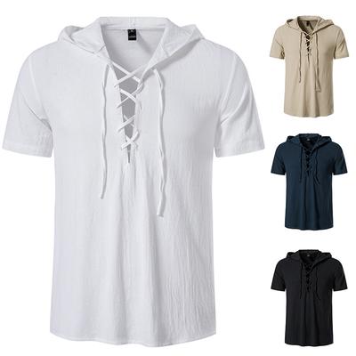 Felpa con cappuccio estiva classica da uomo a maniche corte, traspirante, con cappuccio, leggera, con cappuccio, pullover da uomo, con scollo a V, con cappuccio, tinta unita