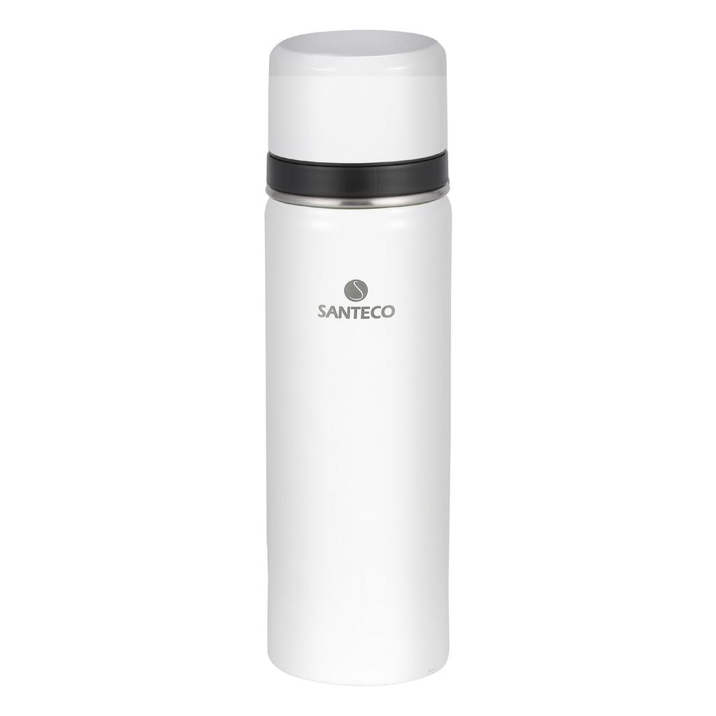 SANTECO Vacuum Insulated Water 1 with 1000ml Stainless Steel Large Keeps Hot or Compatible with Sports White Bottle, Liter, Cup, Thermos, 2-Cup Type,