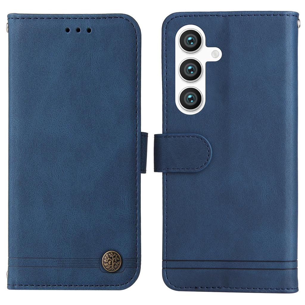 For Samsung Galaxy S25+ Leather Wallet Cases Skin Touch Phone Cover Stand with Strap