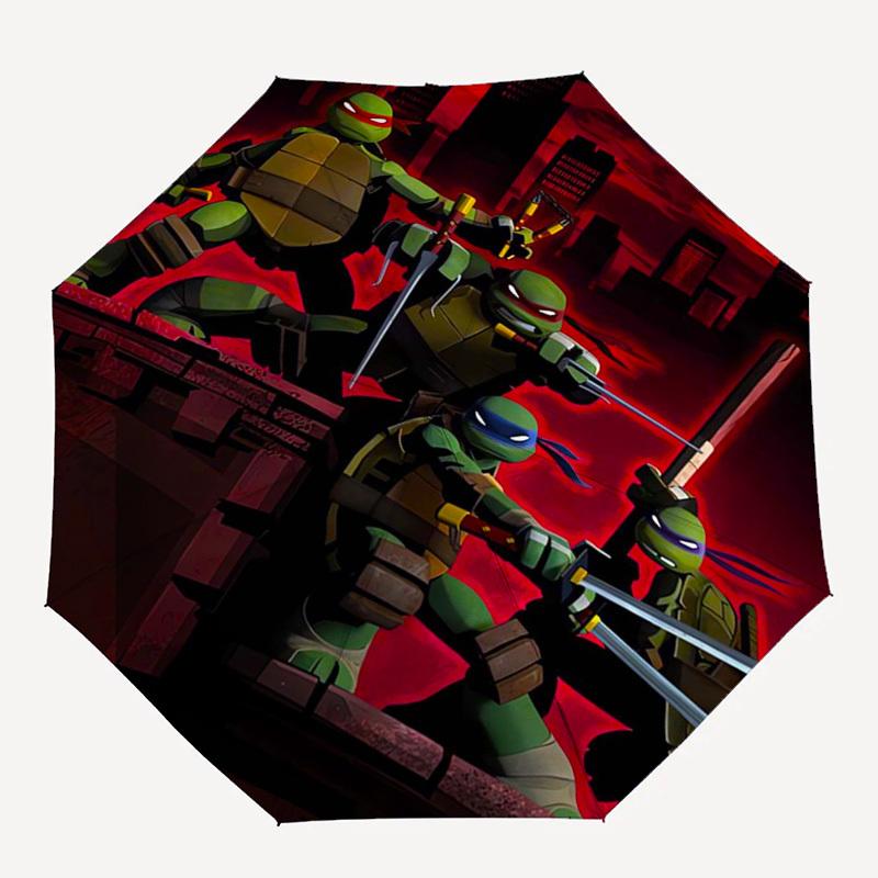 Teenage Mutant Ninja Turtles, Cityscape Themed Automatic Opening and Closing Umbrella, Compact Travel Umbrella, Lightweight and Portable, Su