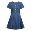 Women's V-Neck Denim A-Line Puff Sleeve Dress