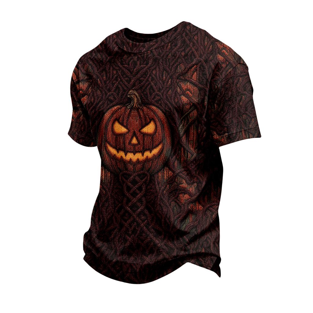 Men's Short Sleeve Casual T-Shirt with Halloween Print for Holiday Parties