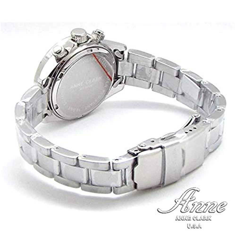 ANNE CLARK Ladies Chronograph Wristwatch Japan Movement White Shell Dial All-Stainless Steel Happy 7th Diamond Points
