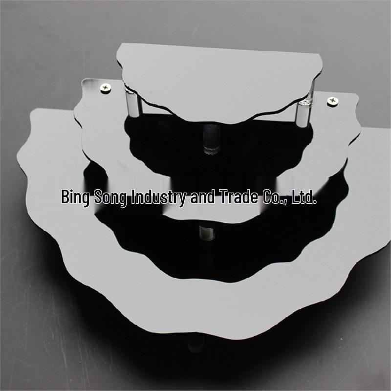 Acrylic Three-Tier Fan-Shaped Transparent Display Stand for Nail Polish, Pop Mart, Gashapon, and Cosmetics