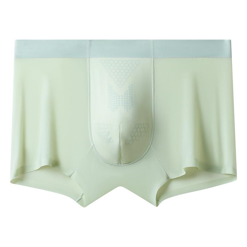 Large Size Men's Summer New Style Quick Dry Ice Silk No Mark Breathable Antibacterial Mid Waist Flat Angle Briefs