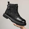 Hochwertige Herren Motorradstiefel Echtes Leder Herbst Winter Warme Schuhe High Top Schuhe Business Casual Britische Stiefeletten