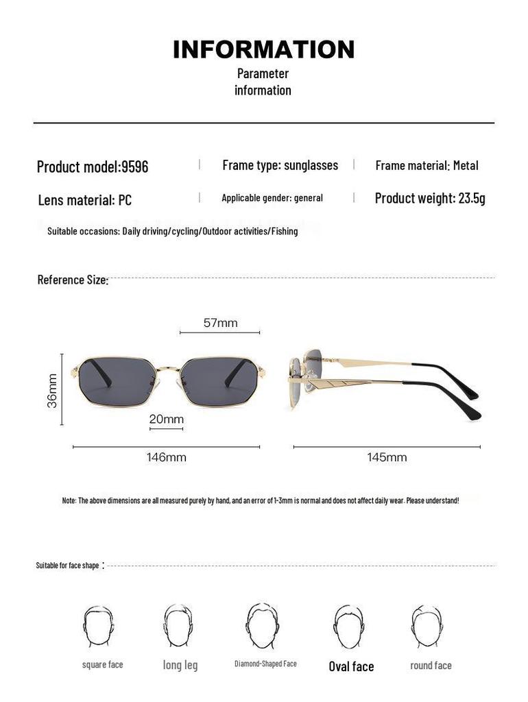 Fashion Cross-Border Small Frame Metal Sunglasses: Retro Square UV Protection for Men & Women in Hong Kong Style