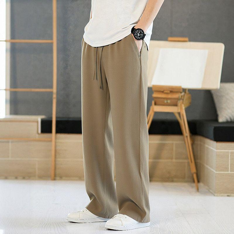 Foreign Trade Export To Domestic Sales Anti-Wrinkle Lyocell Tencel Drape Linen Pants Men's Summer Thin Casual Cotton and Linen Pants