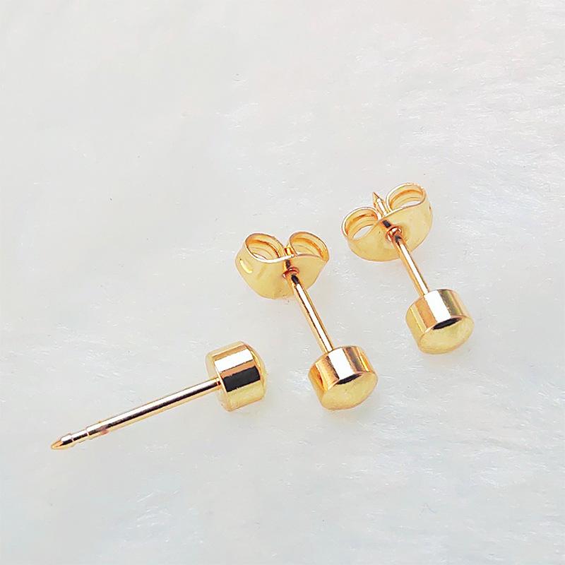 Pair of 4mm Gold Plated Stud Earrings with Smooth Polished Surface Hypoallergenic Metal Minimalist Design for Everyday Wear One Size
