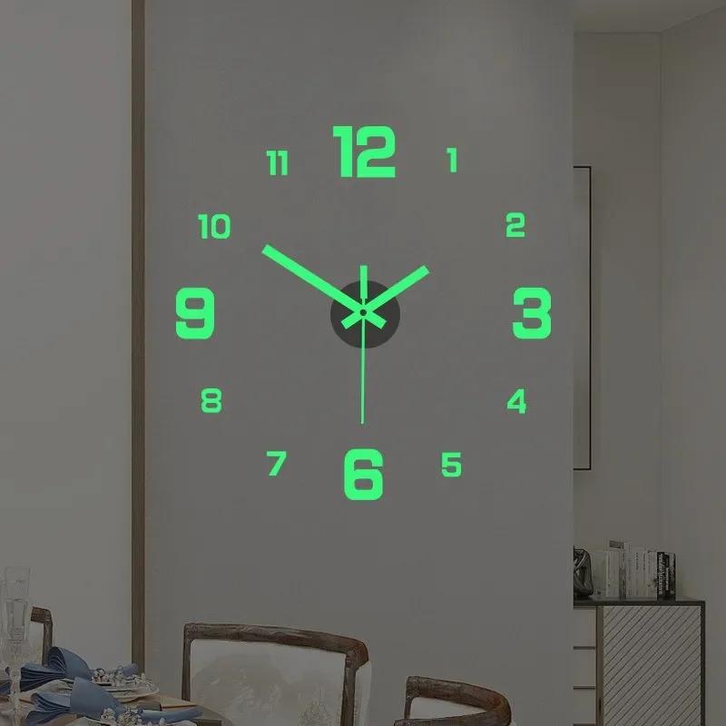 Modern Wall Clock Homes Decoration Watches Living Room Suitable Families DIY Luminous Stereo Frameless Offices Bedroom Decor