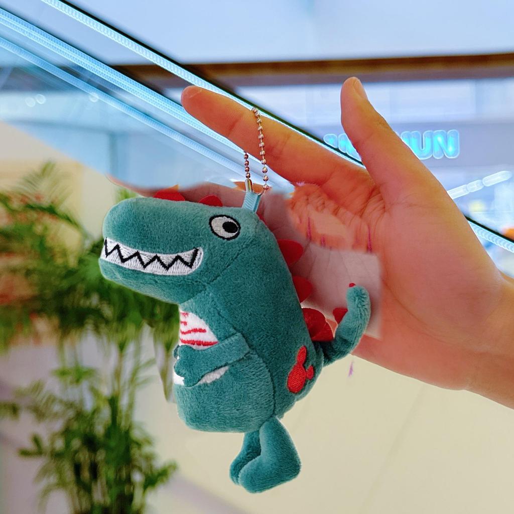 Green Plush Dinosaur Keychain Charm - Cute Cartoon Dinosaur Pendant