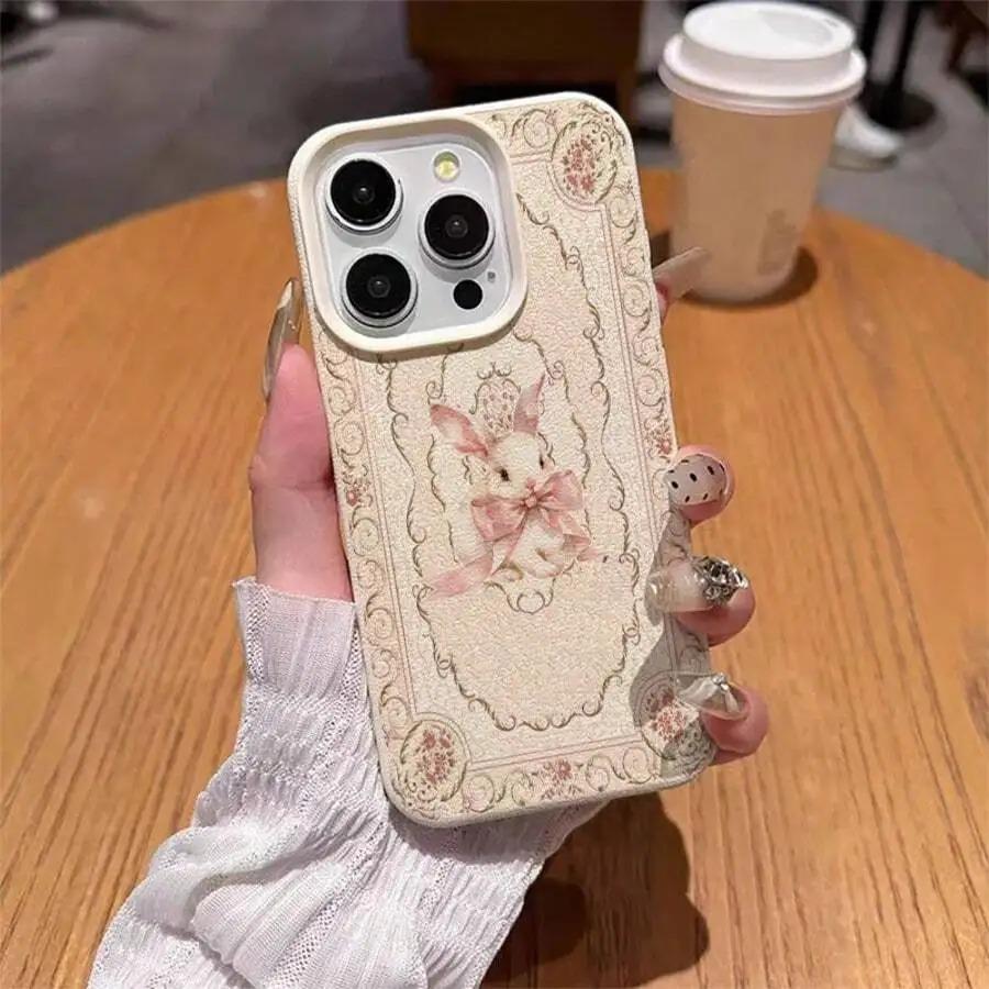 Elegant Sweet Bow Bunny Case For Samsung S25 S24 S23 Ultra FE A56 A55 A53 A54 A34 A16 A35 A36 A26 A05S A06 A07 A15 A17 Cover