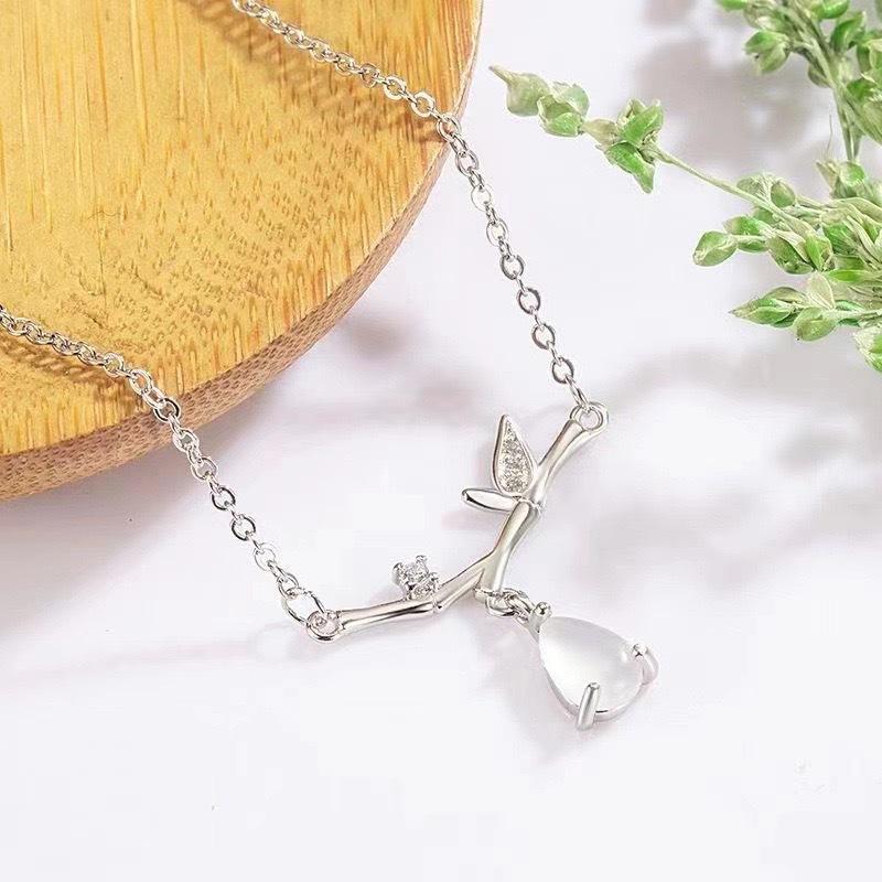 Bamboo water drop necklace female niche design sense versatile Chinese style high sense fashion collarbone chain