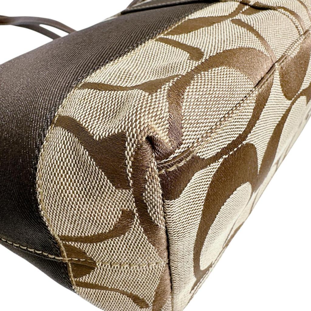 COACH canvas Signature Tote Bag canvas Brown Women 10124 Used