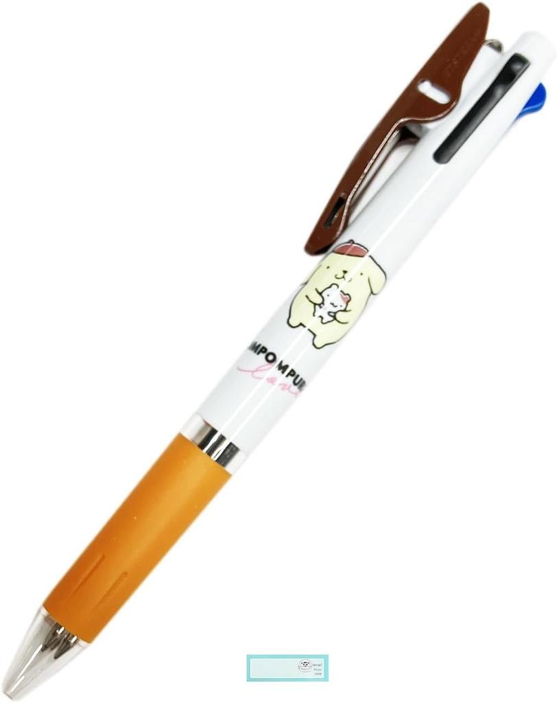 Sanrio Pompompurin Ballpoint Jetstream Made In Set and Name Pen, 3-Color 0.5, Japan, (Pen Stickers)