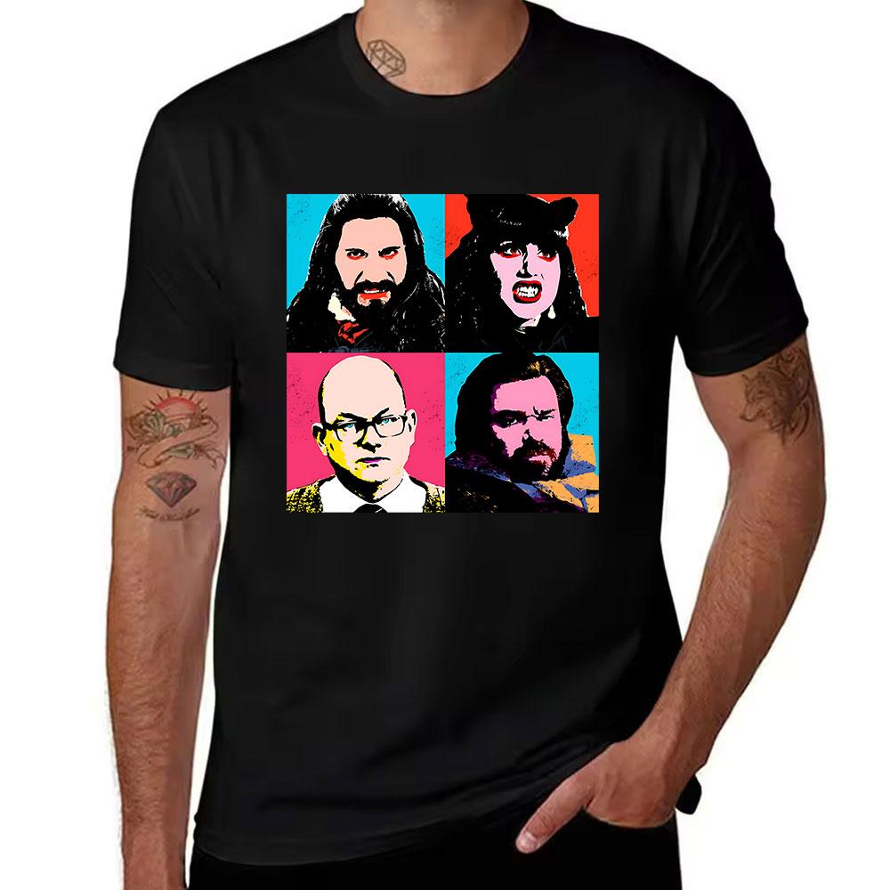 Unisexs Cotton Short Sleeve Tshirt What We Do In The Shadows Pop Art Print Casual Daily Wear Tee For Movie Fans