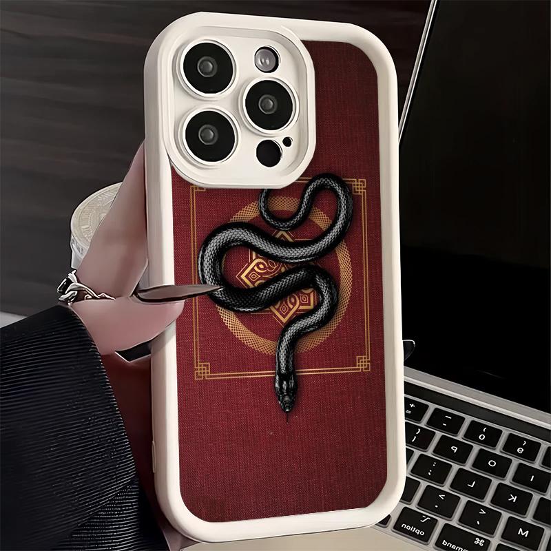 Black Snake Doodle Phone Case for iPhone 16 17 Air 16E 15 Pro Max 14 Plus 13 12 Mini Capa Soft Shell Silicone Funda