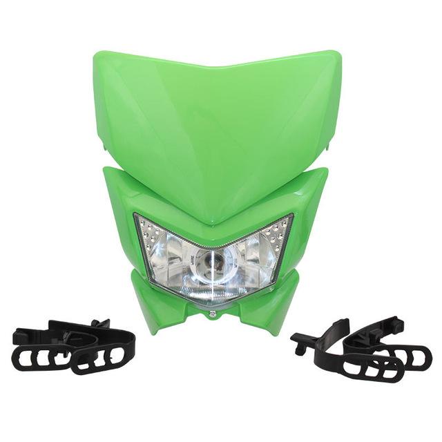 Universal Motorcycle Headlight Motorbike Lamp Headlamp Enduro For Kawadaki KX KLX KXF ZXR ZX Dual Sport Headlight Fairing H4 зелёный