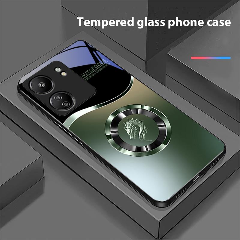 Verlauf Kreis Drache Für Xiaomi Redmi 13C Note13 12 Pro Plus 5G Note 9 13T Pro POCO X6 F5 F6 Schwarz Gehärtetes Glas Handyhülle