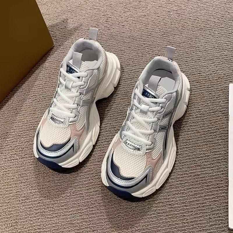 

Женские кроссовки с увеличивающей рост подошвой, новая весенне-летняя дышащая сетка, студенческие, для бега, повседневные, спортивные 40 розовый цвет-серебро