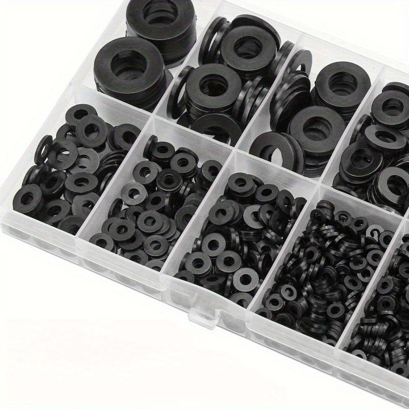350pcs Black Nylon Flat Ring Sealing Gasket Type Kit, Loosening and Preventing Plastic Gasket, Suitable for Repairing Faucets and Water Hose Furniture