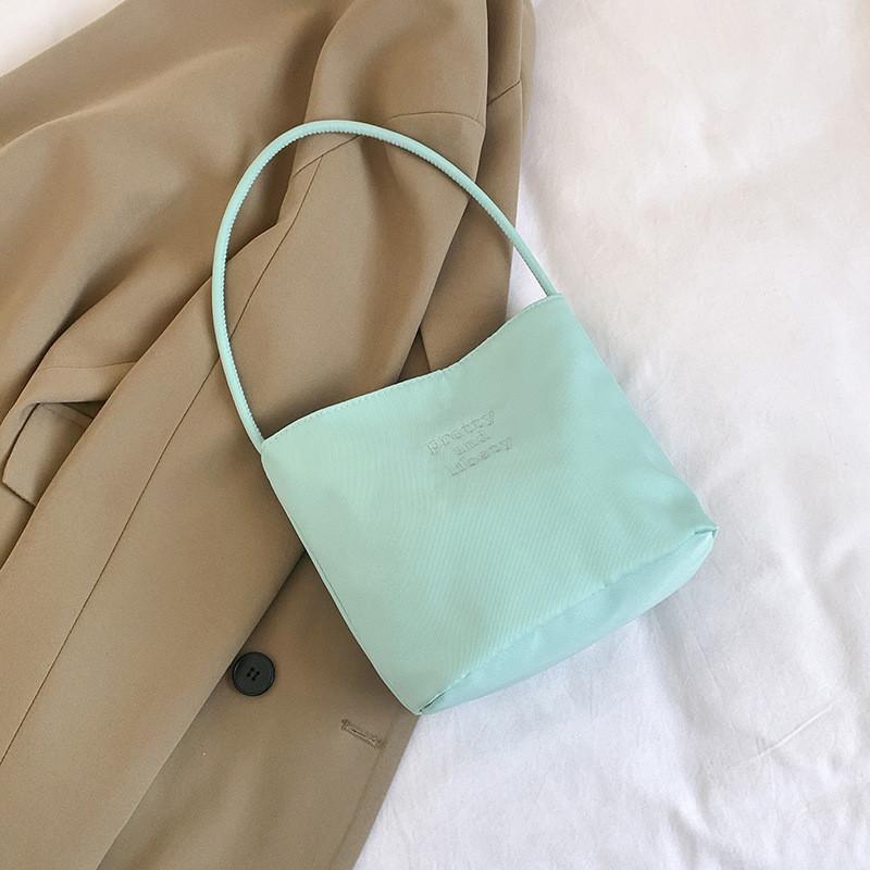 Chic Nylon Bucket Bag For Women Trendy Street Style Handbag With Magnetic Closure