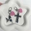 Irregular Gothic Butterfly Cross Key Chain Heart Cross Love Keychain  Female Lady Girl