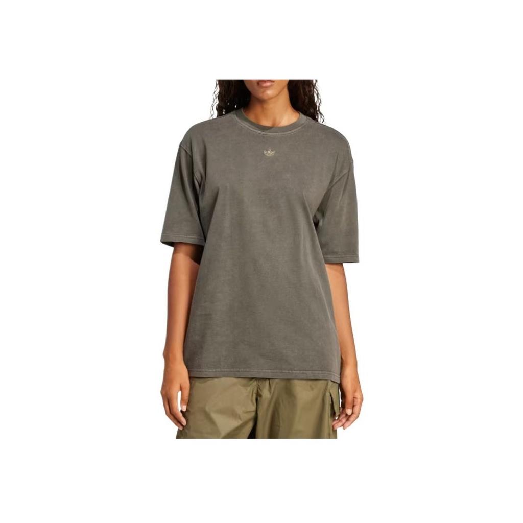 Adidas Originals Comfortable Breathable Quick-Drying Skin-Friendly Short Sleeve T-Shirt Women Tops Dark-Brown JI5729